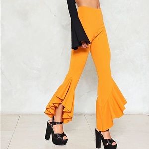 Yellow flare pants from nasty gal